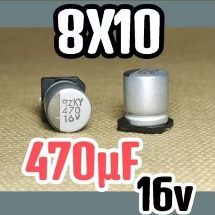 Solid kapasitor capasitor elko elco SMD 16V 16 v 470 uf 470uf 16v 16 volt 8x10 ORIGINAL