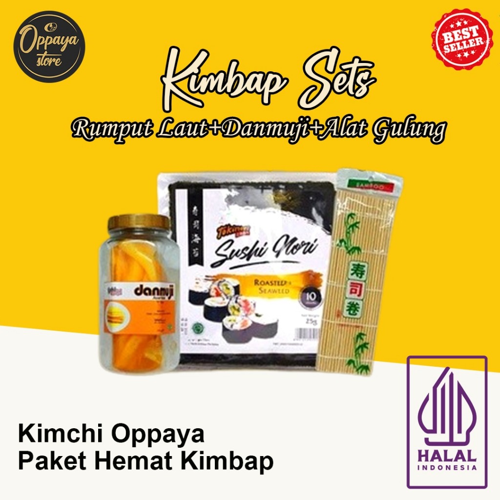 

Paket Hemat Set Kimbab Sushi Korea Halal Tokinori Acar Damuji Roll Sushi Kimbap