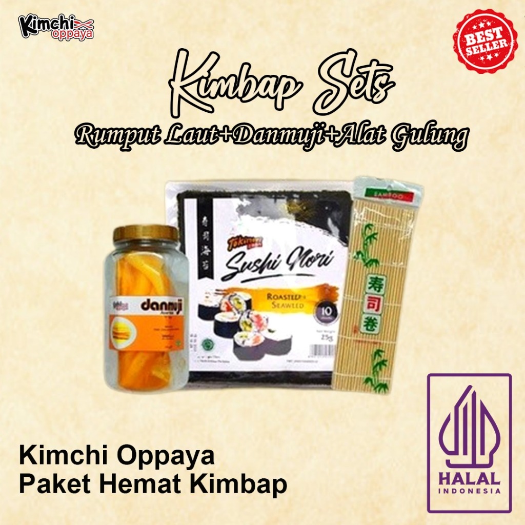 

Paket Hemat Set Kimbab Sushi Korea Halal Tokinori Acar Damuji Roll Sushi Kimbap