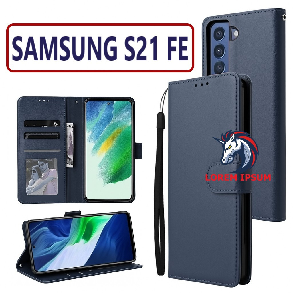 LEATHER CASING SAMSUNG S21 FE CASE KULIT FLIP WALLET LEATHER KULIT PREMIUM SARUNG BUKA TUTUP KESING 