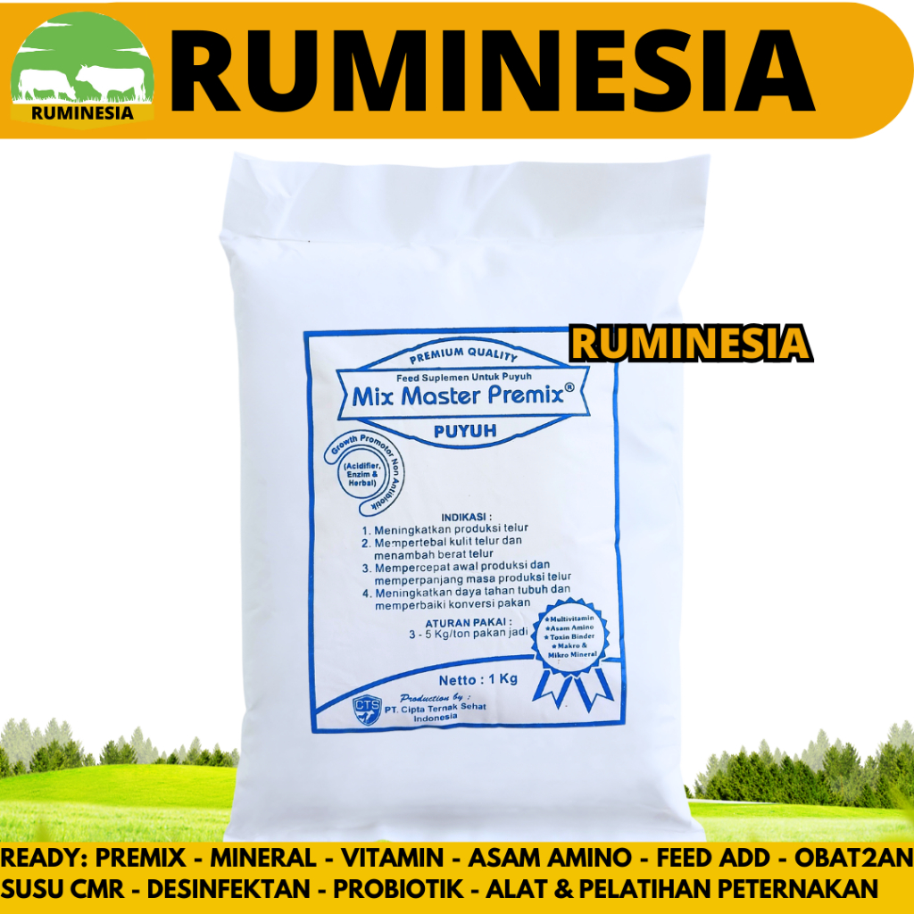 MIX MASTER PREMIX PUYUH 1 KG - Suplemen Pakan Pemacu Produksi & Kualitas Telur Burung Puyuh Petelur