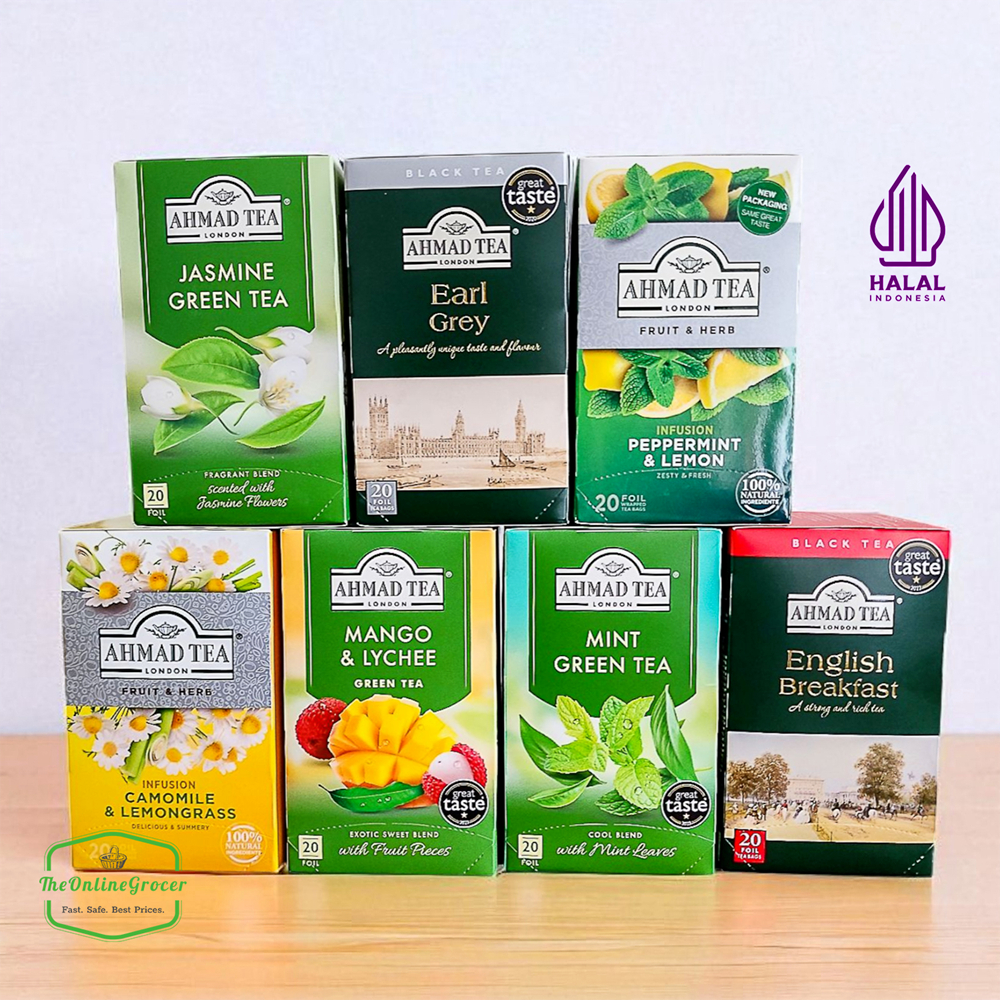 

Ahmad Tea - Teh Premium London isi 20 Foil - English Breakfast / Camomile / Jasmine / Green Tea