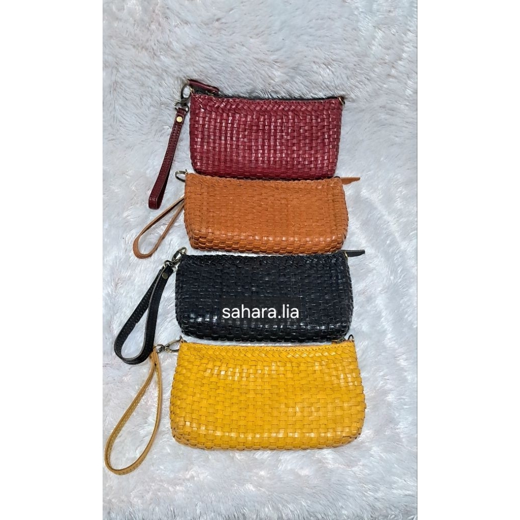 Tas Hp kulit asli di anyam/tas selempang/dompet/clutch kulas