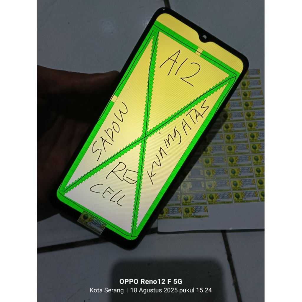 lcd plus frame Samsung a12 ORI copotan minus sadow kuning sesuai foto awet tahunan