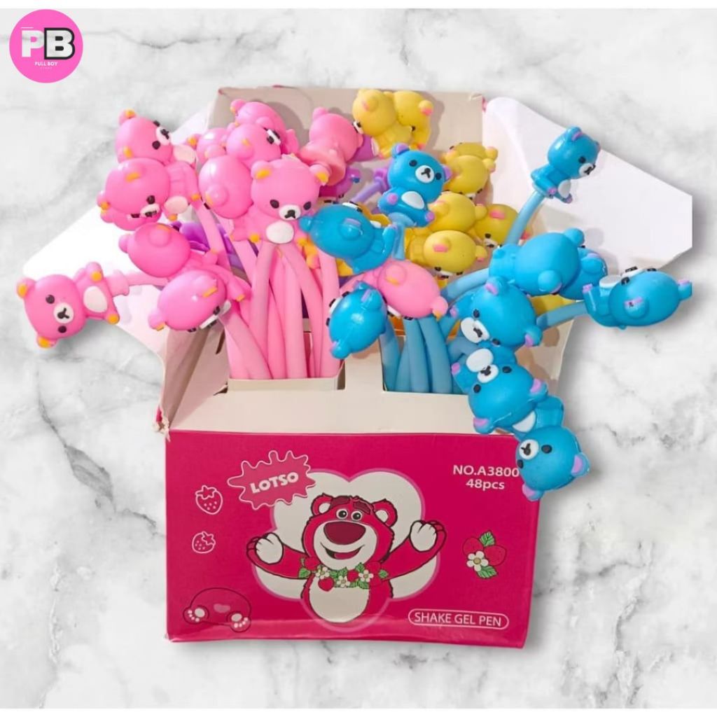 

Paket 6 Pcs mainan Anak Sekolah Pulpen Goyang karakter losto Pena Gel Lucu Tinta Hitam 0,5mm