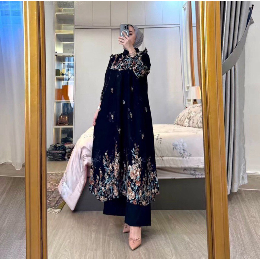 One Set Long Tunik Rayon Premium Mix Crinkle Airflow 1