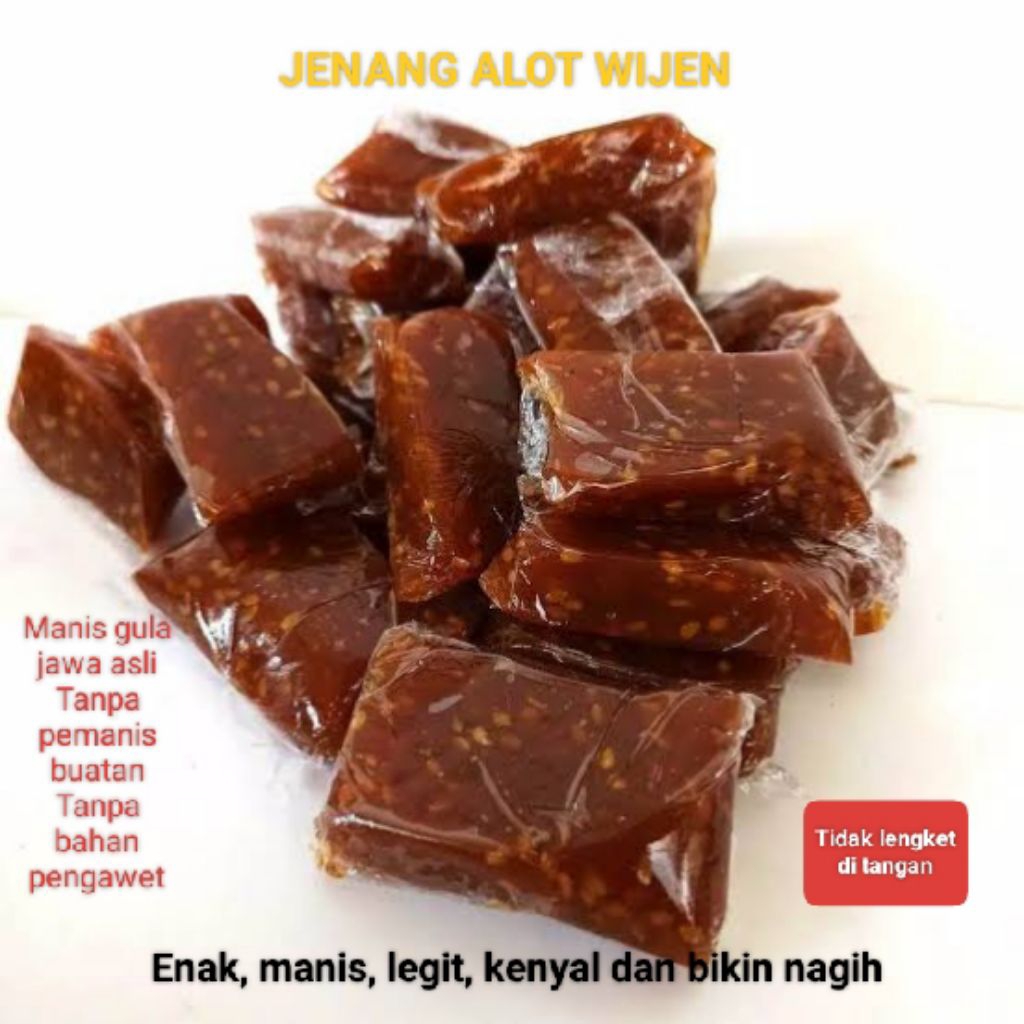 

Jenang Alot Wijen | jenang jawa tulen | 500g isi 16 iris | Enak kenyal manis legit tidak bikin lengket di tangan dan yang pasti bikin nagih