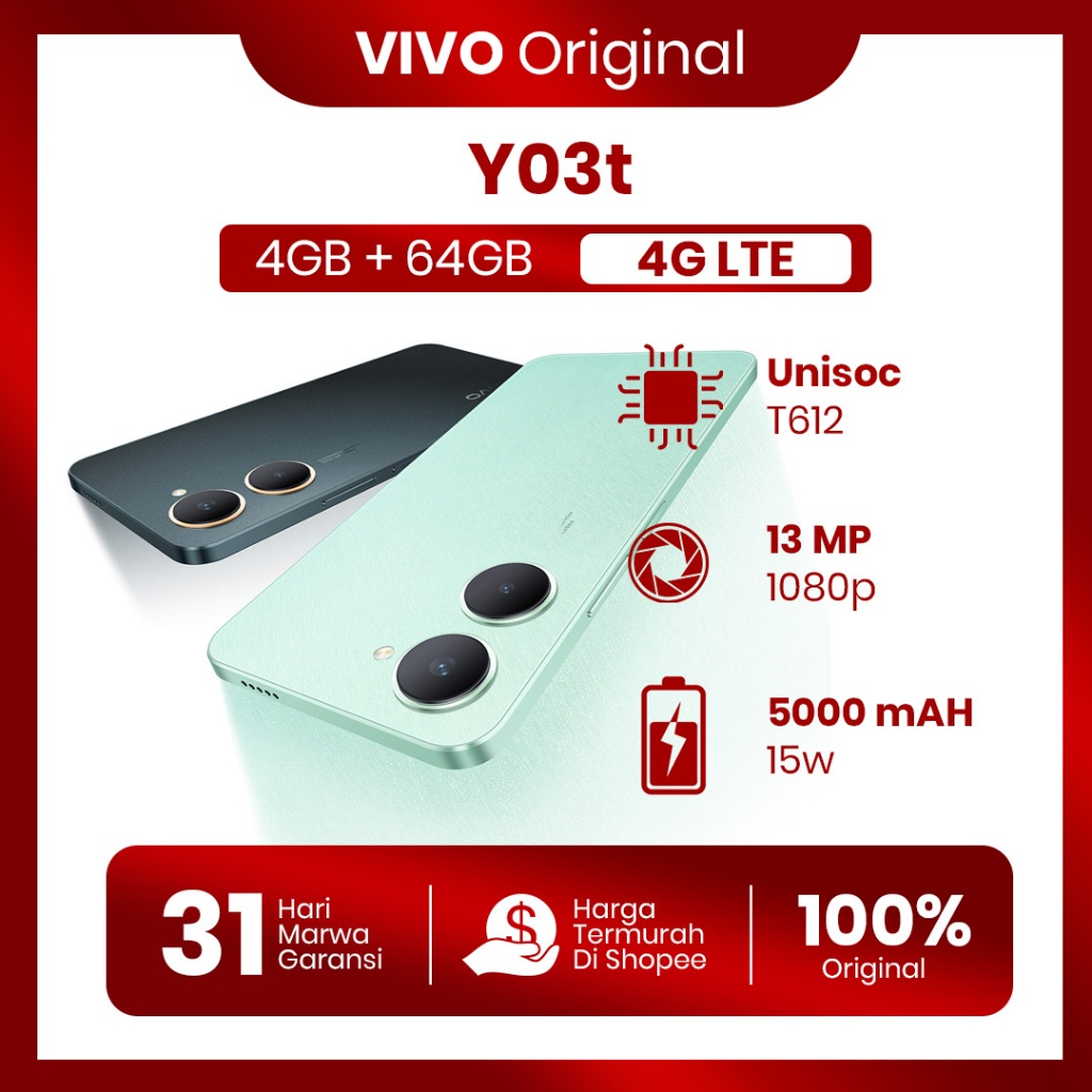 Vivo Y03t 4/64GB FullSet Original Second Garansi 100% Normal Tanpa Kendala