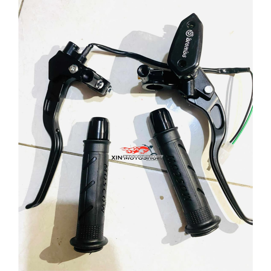 Paket murah Master Rem Tabung Oval Original + Handgrip Sisik + Jalu Stang CNC Universal Bisa Untuk S