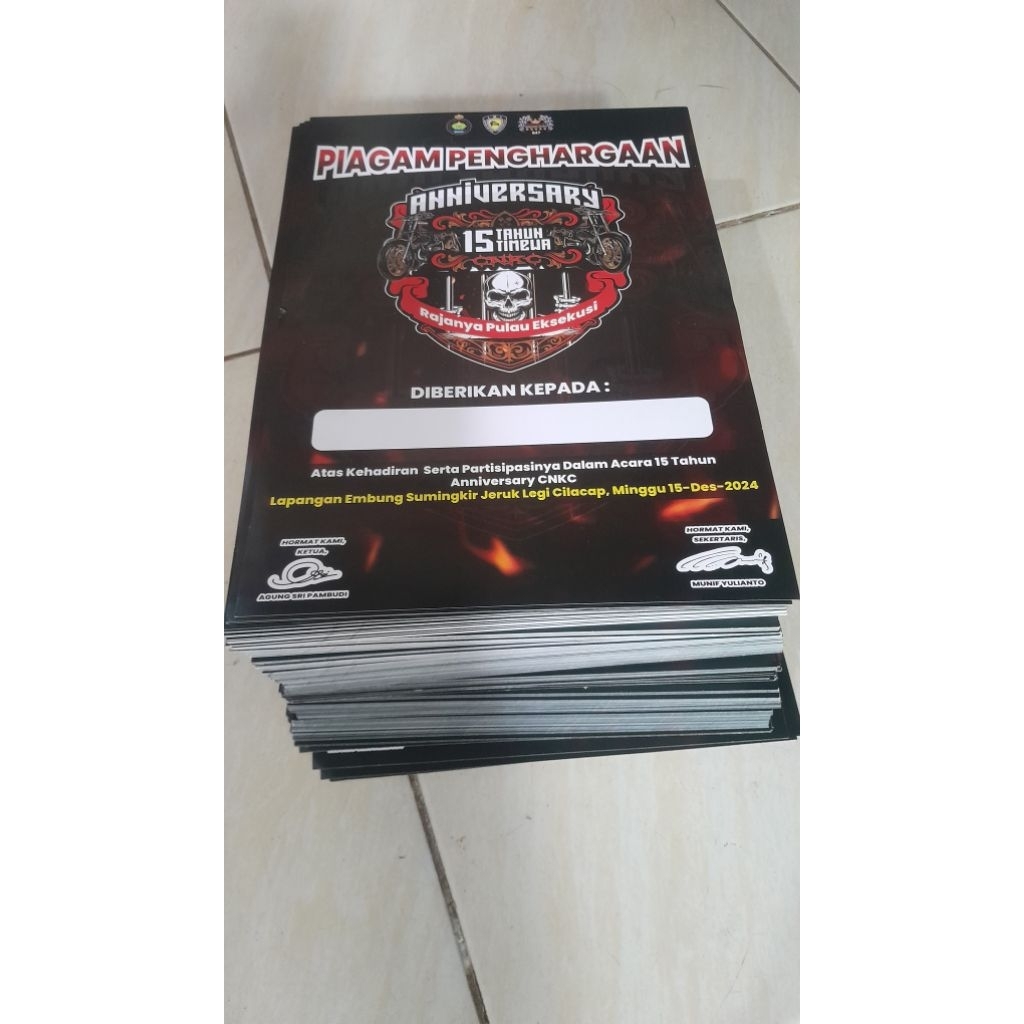 

kertas piagam cnkc 3 lembar