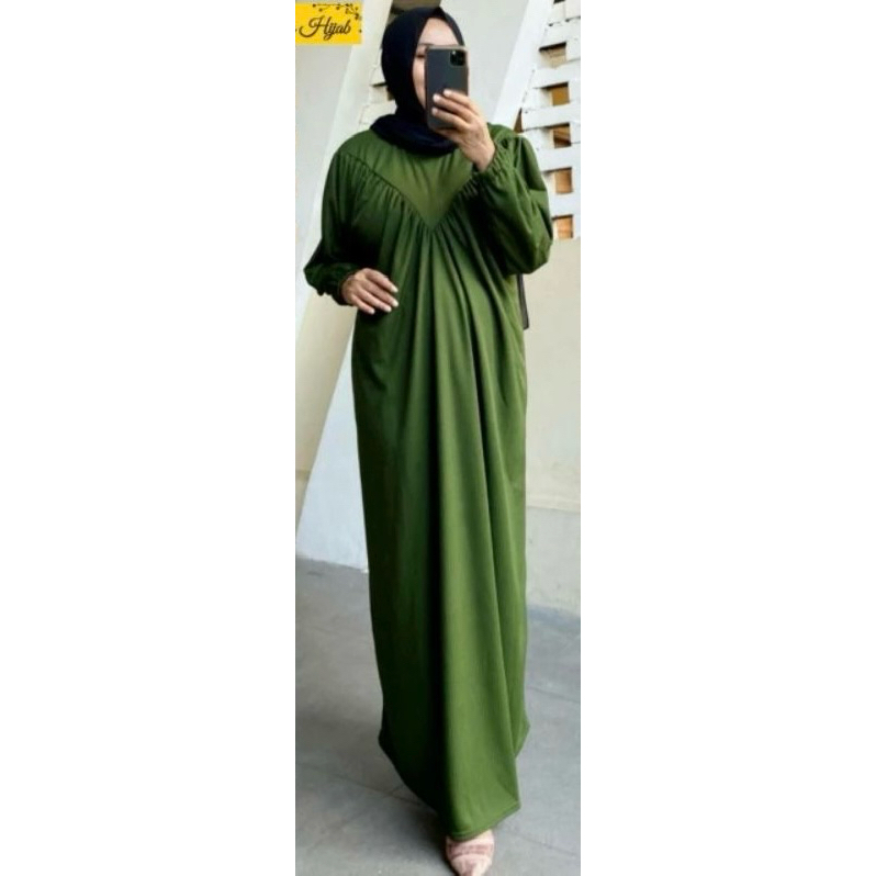 Gamis Polos Raudah Jumbo Maxy Bahan Kaos Knit Allsize LD130-150