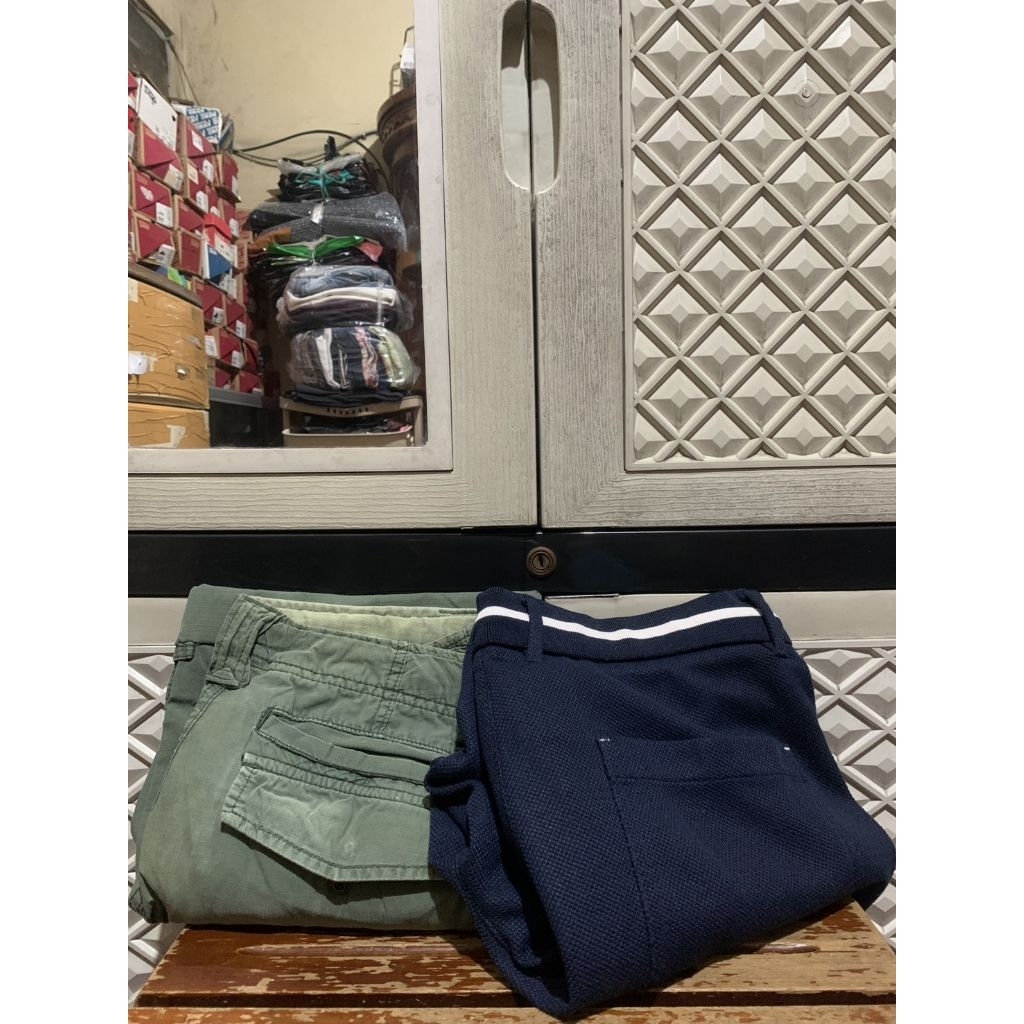 ORIGINAL SHORT PANTS WOOL ZARA CARGO UNIQLO CELANA PENDEK TEXTURED STRETCH