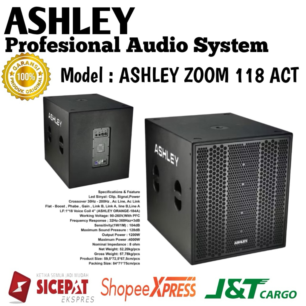 Subwoofer Aktif Ashley Zoom 1184Act Original Subwoofer aktif Ashley 18inch Garansi resmi