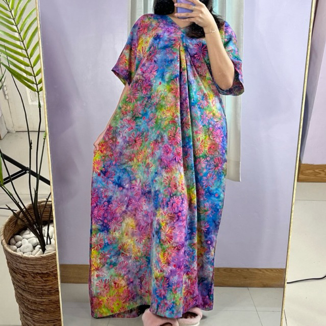 DEPI Long Dress by Silatuku - Daster Panjang Dress Plui Batik Cap Smoke Rayon Premium Dress Panjang 