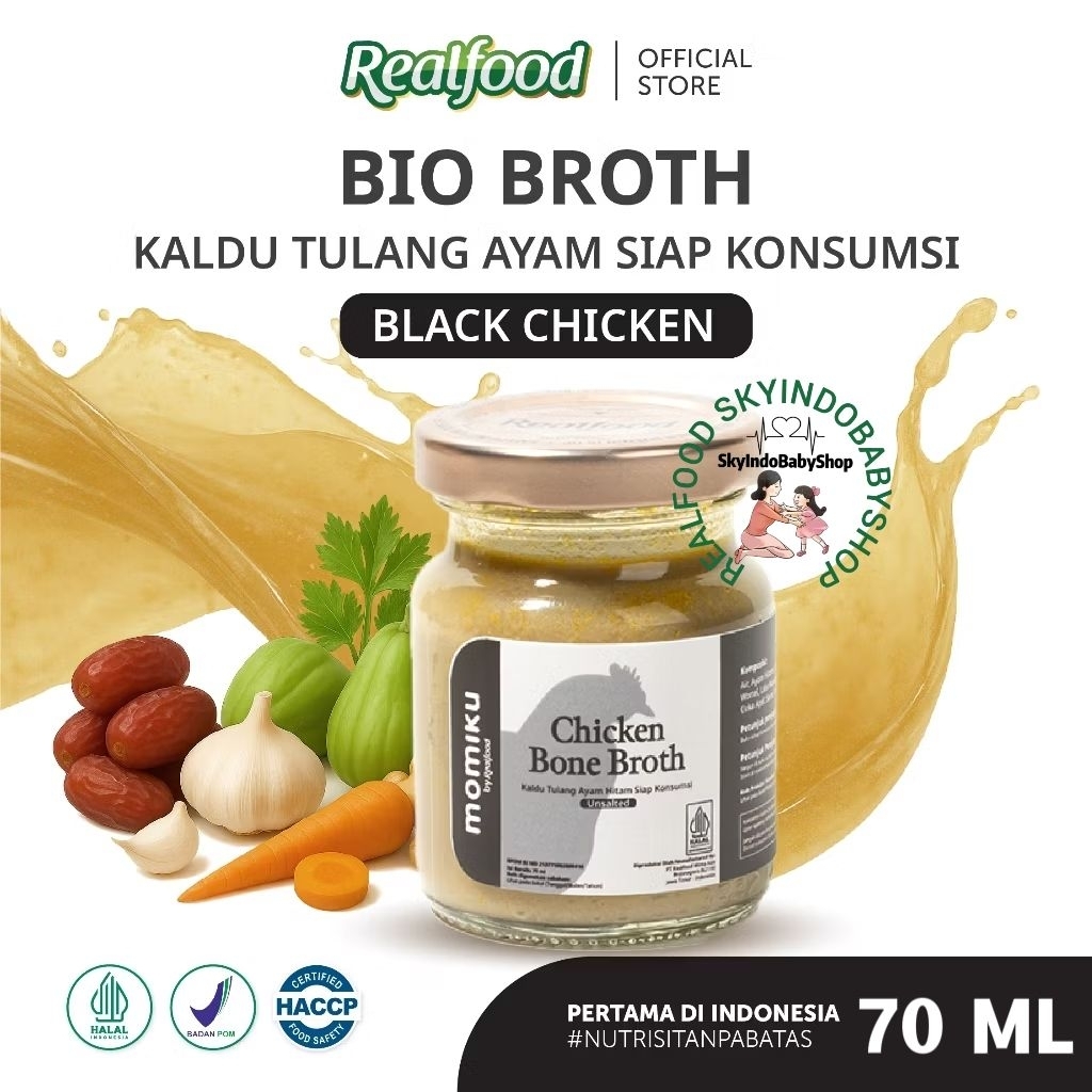 

Limited Edition ! Realfood Momiku Black Chicken Bone Broth ( Minuman Kaldu Ayam Hitam ) Untuk Mpasi & Pemulihan Pasca Melahirkan