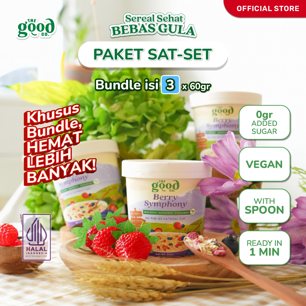 

The Good Co. [PAKET SAT-SET] - Instant Oatmeal dalam Cup + Spoon - Bundle isi 3