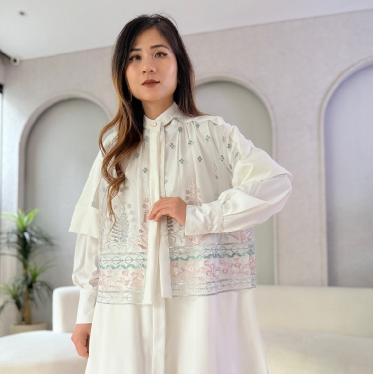 Nola Outer - Outer Brukat Lengan Pendek - Atasan Wanita Blouse Brokat