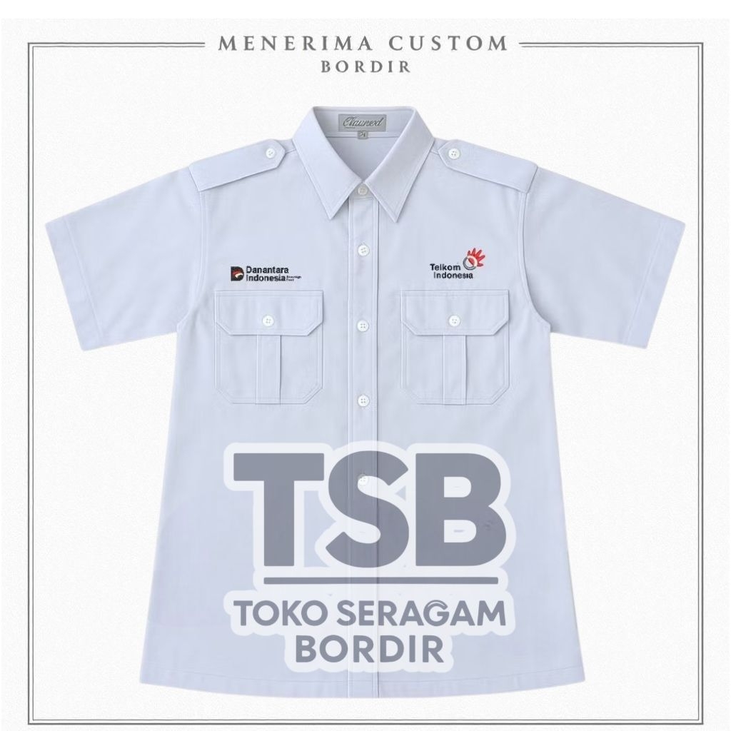 Kemeja Danantara Telkom Indonesia Kemeja Telkom Indonesia Danantara Bordir Komputer Lengan Pendek K2