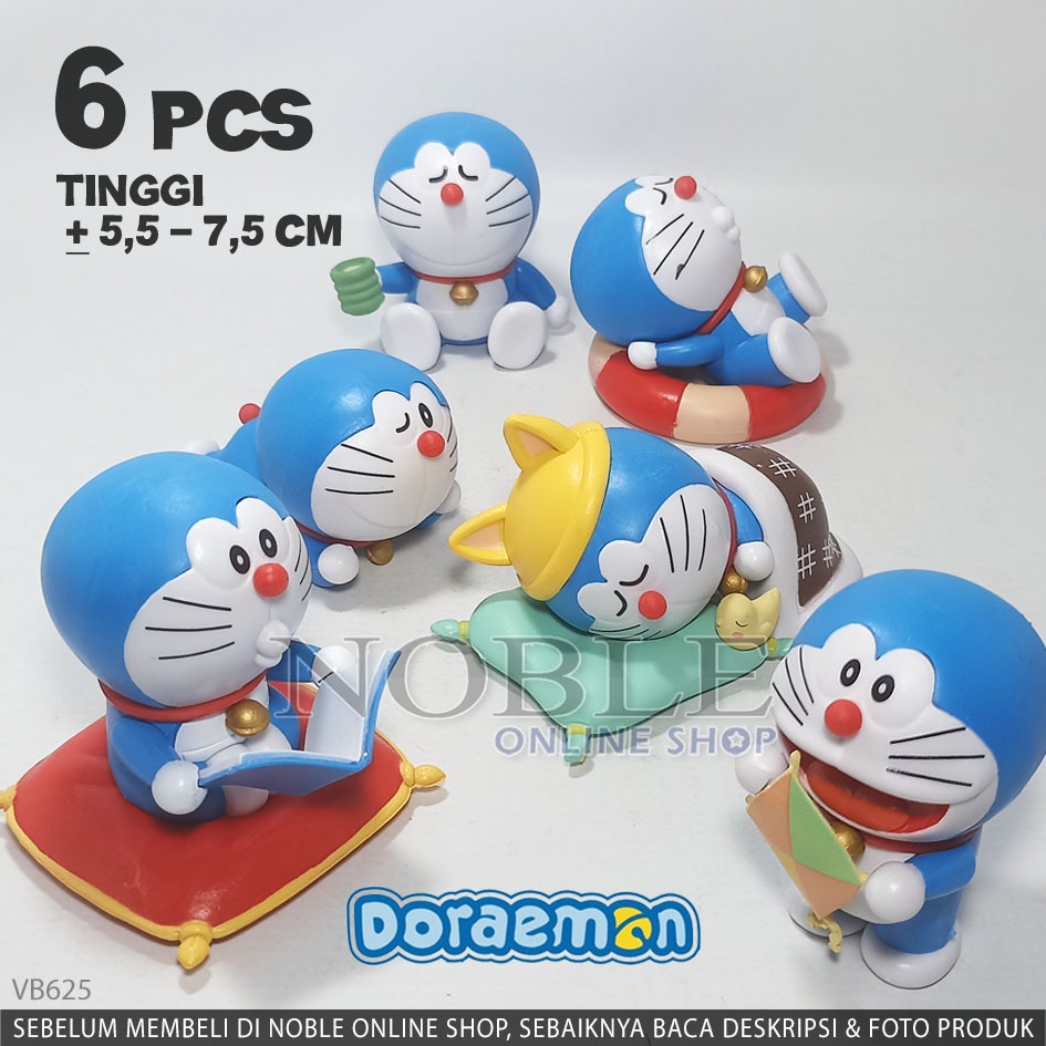 6 Figure Doraemon Blue Cat Koleksi Pajangan Hobi Buku Swim Berenang Kite Play Coffee Tea Drink Sleep