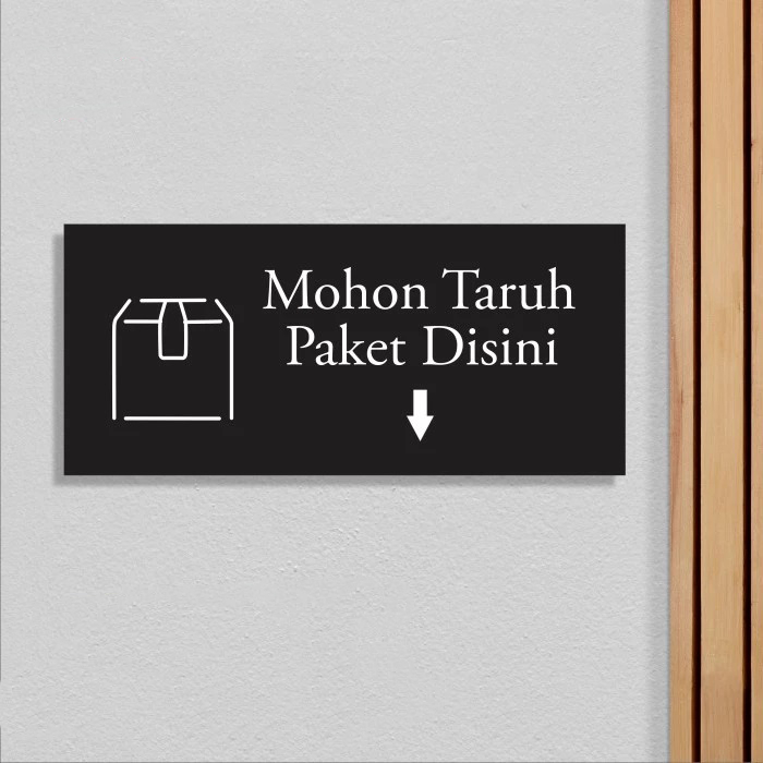 Promo sign akrilik 20x9 Mohon taruh paket disini Elegan