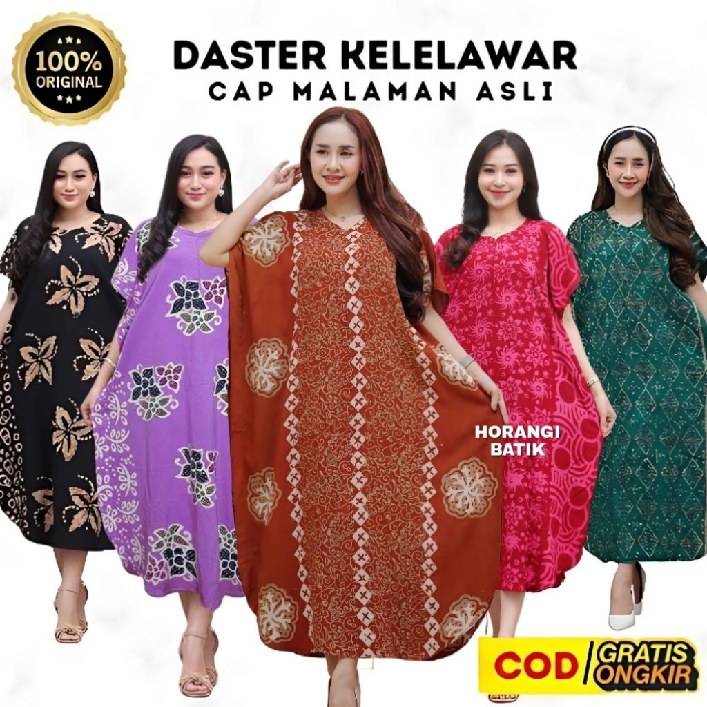 [Horangi Batik] Daster Batik Lowo Cap Asli Pekalongan Dress Jumbo Kelelawar Ld 140 Pb 120 Rayon Twil