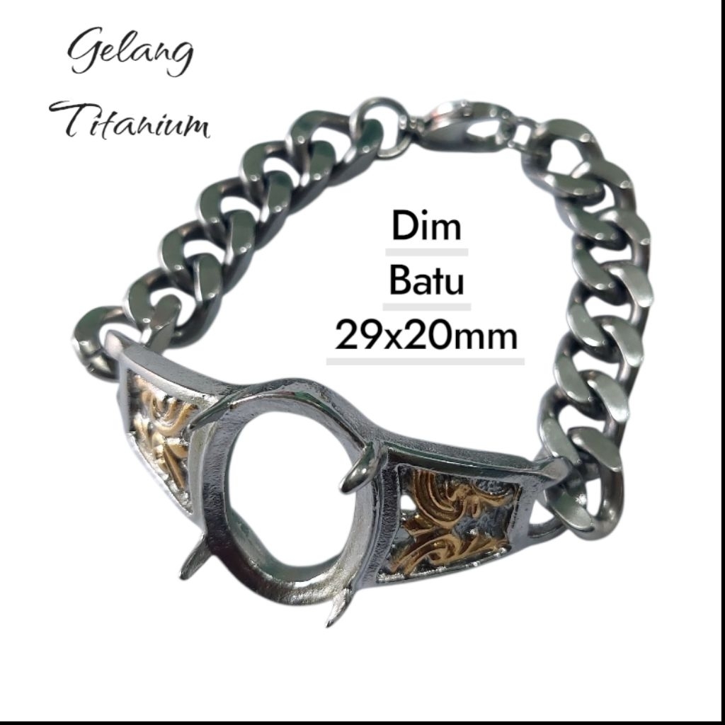Gelang Titanium Rantai Cowok Gelang Pria Model Batu Akik