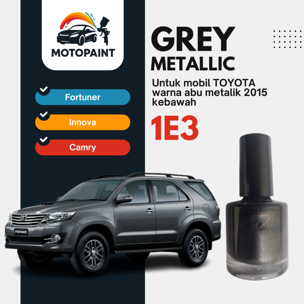 Cat Oles Mobil – Touch Up Paint – Penghilang Baret Grey Mica Metallic 1E3 Toyota (Innova, Fortuner –