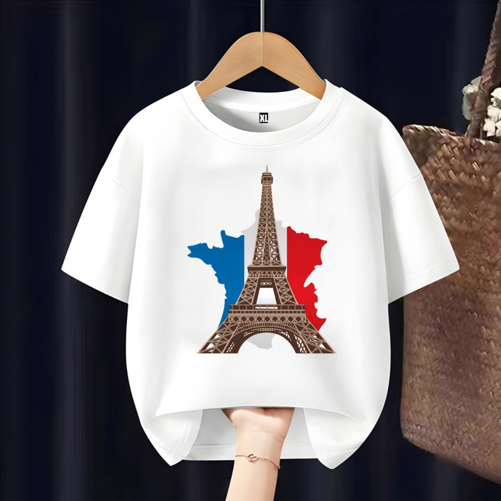 BAJU KAOS ANAK MENARA EIFFEL PARIS BAJU ANAK UNISEX LENGAN PENDEK