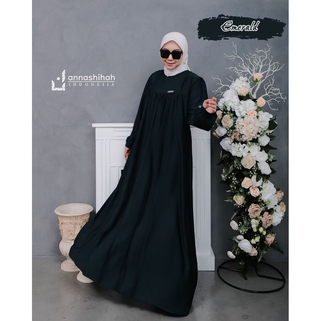 RUMINA DRESS/GAMIS ANNASHIHAH/GAMIS KANCING DADA VARIASI REMPEL SERUT