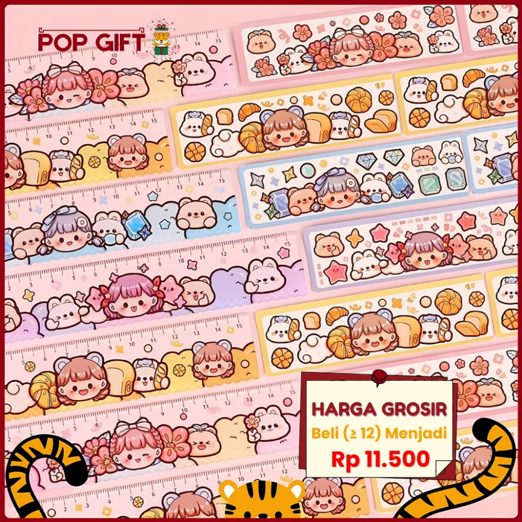 

PG Penggaris 15cm Mini Free Stiker Unik Cantik Edisi Doudou Sauce Girl Limited TLD88 Alat Tulis Set