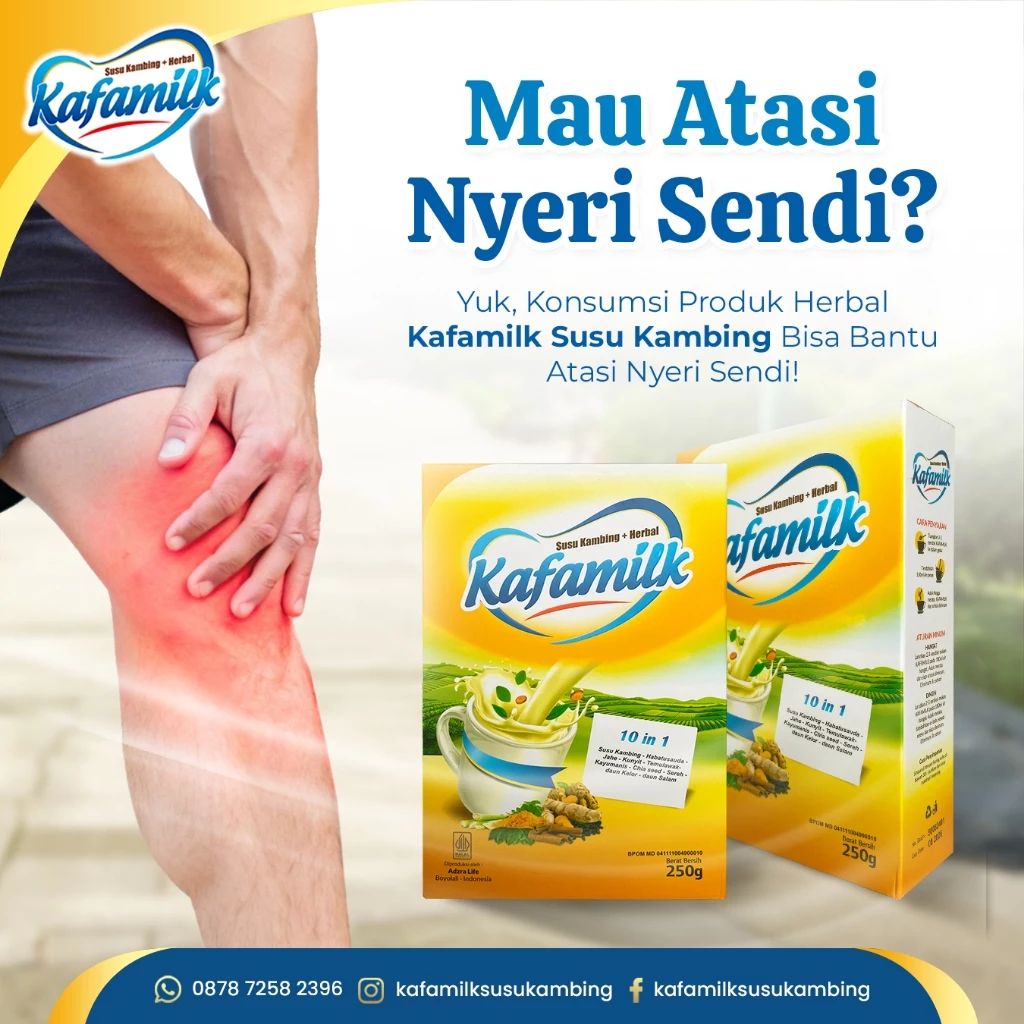

Kafamilk 1 Box Susu Kambing Etawa Rasa Jahe Plus Herbal – Terapi Rematik, Asam Urat, Tinggi Kalsium untuk Kesehatan Tulang & Sendi
