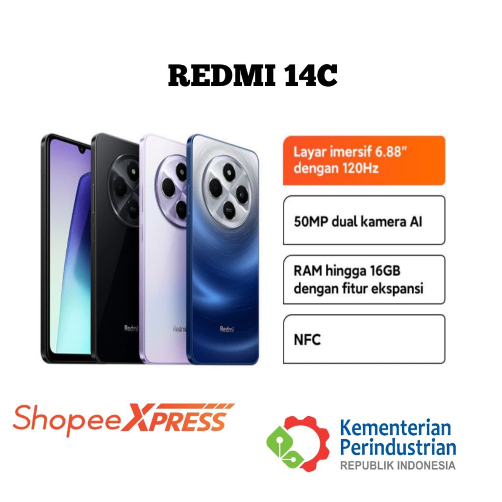 REDMI 14C NEW RAM 6/8 INTERNAL 128/256 GARANSI RESMI INDONESIA