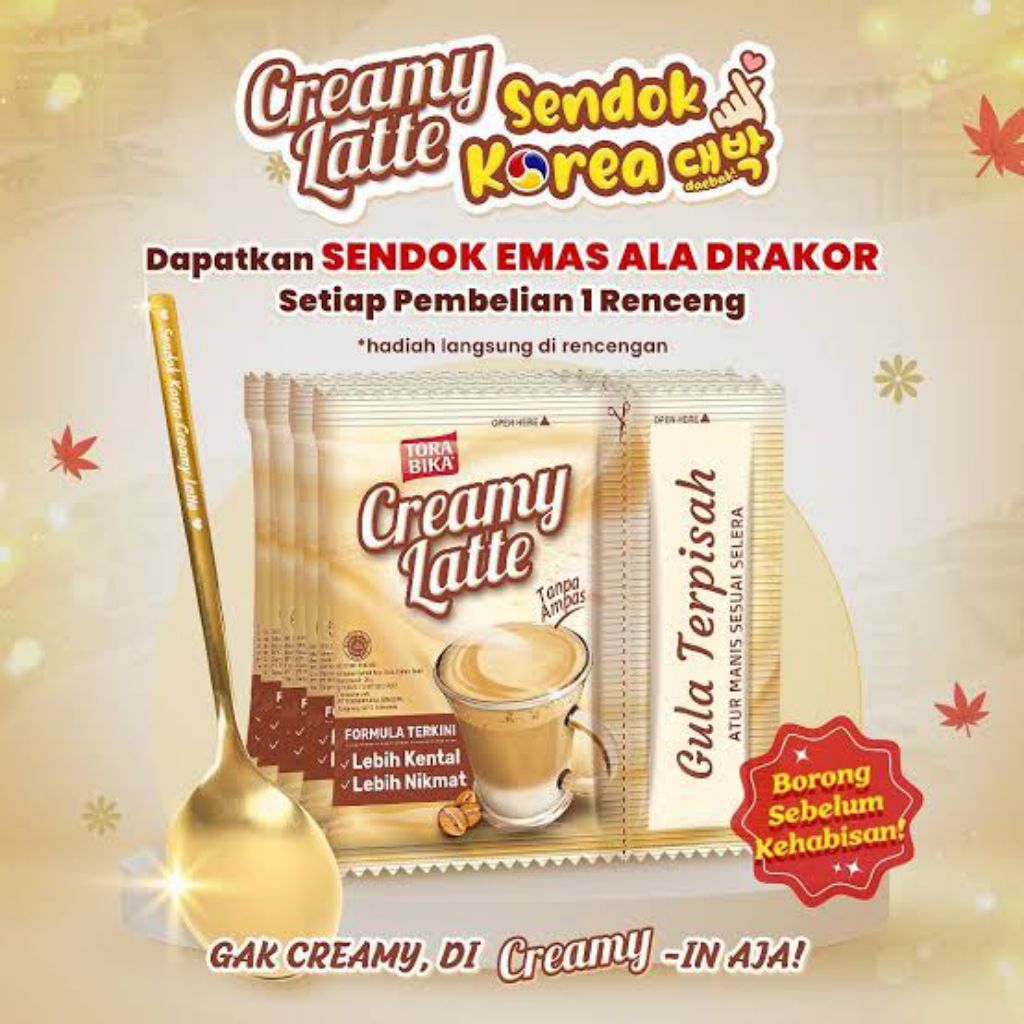 

cremy latte. gratis sendok.