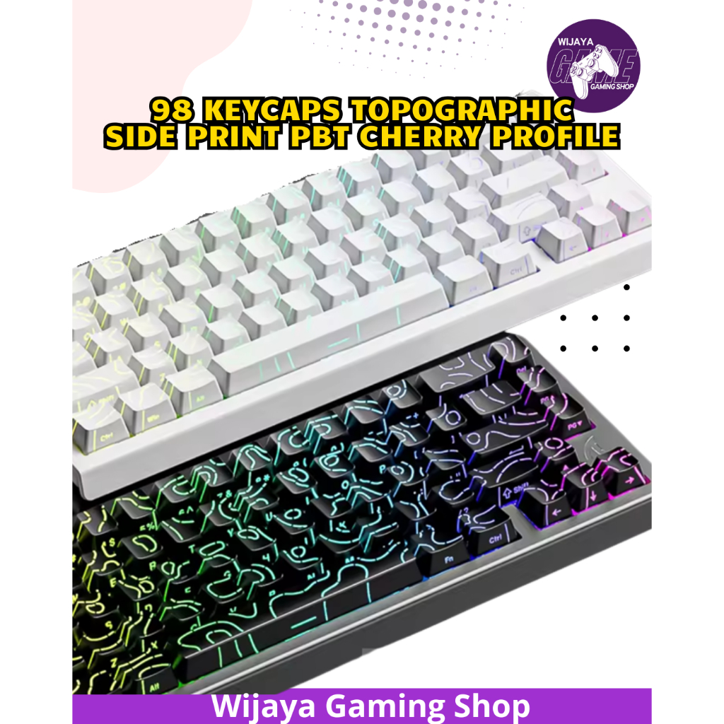 98 Keycaps PBT Backlit DoubleShot Topographic Side Print Translucent Cherry Profile For Mechanical K
