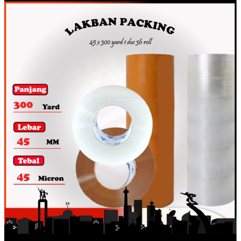 

LAKBAN 300Y - 45MM/ LAKBAN JUMBO 300 Y - 45 MM/ LAKBAN MURAH / ISOLASI