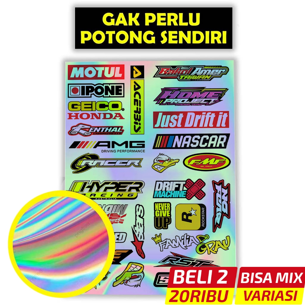 Stiker Motor Racing Hologram Premium | Kiss Cut Cutting | Laminasi Anti Air