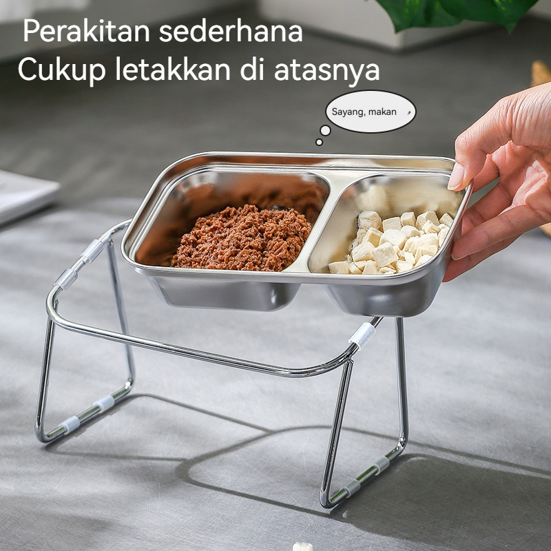 Megumiyee_ () Tempat Makan Kucing Anjing Anti Semut Wadah Makan Kucing Tempat Makan Kucing Stainless