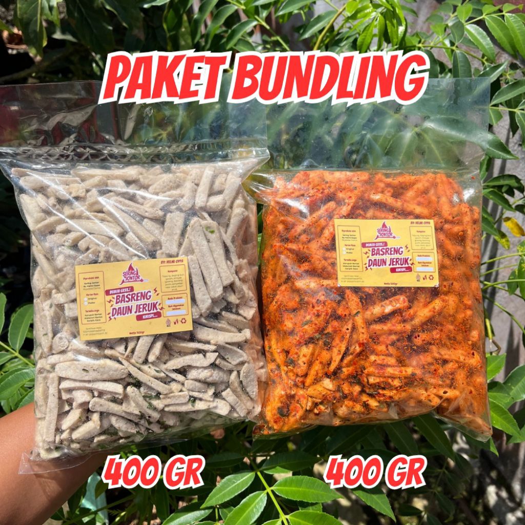

Paket Bundling Sering Jontor (400 Gram) 2 Pcs Basreng Rasa Pedas Dan Original