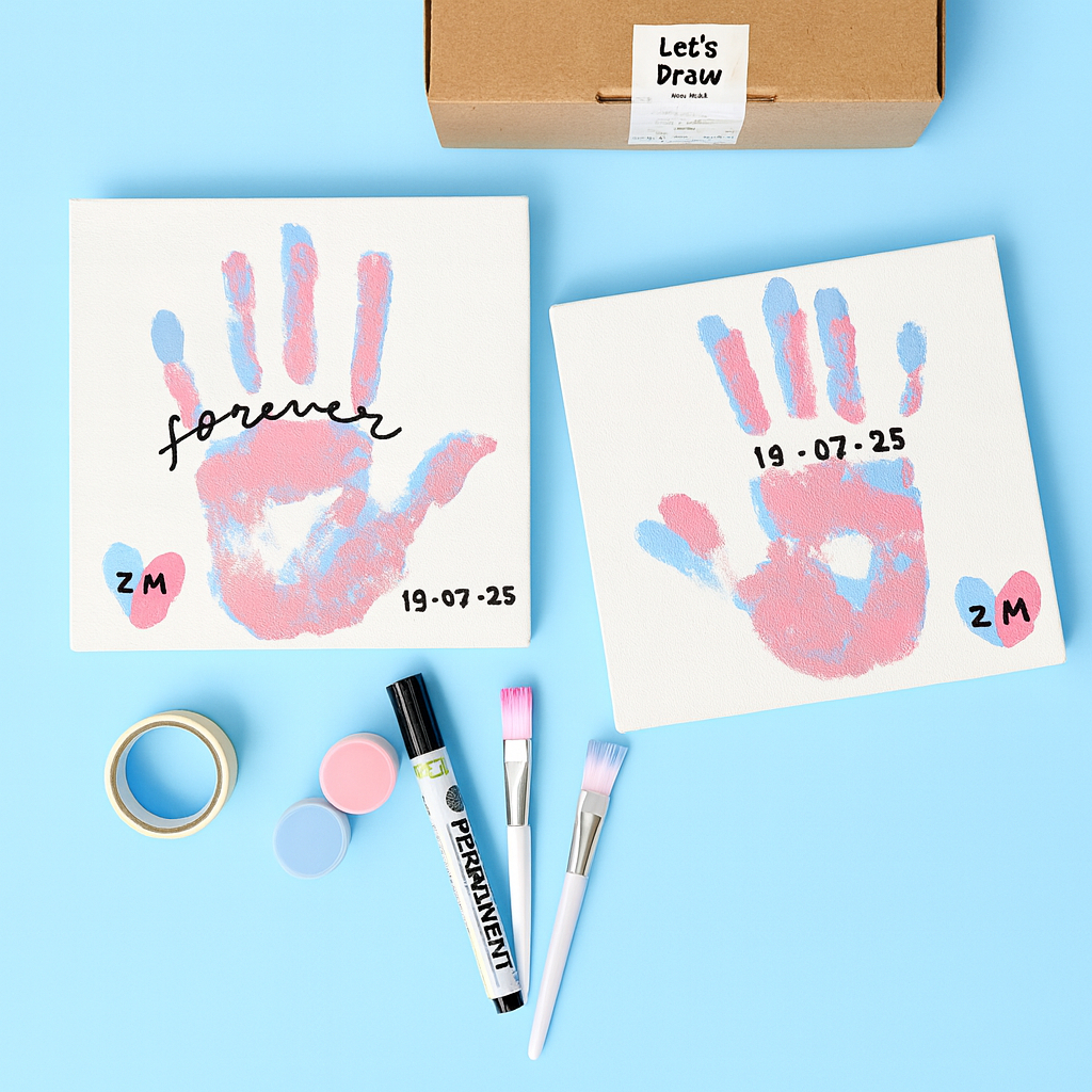 

Kanvas Tangan Couple Knavas Lukis Cap Tangan Pasangan 20x20 Cm Hand Painting Couple