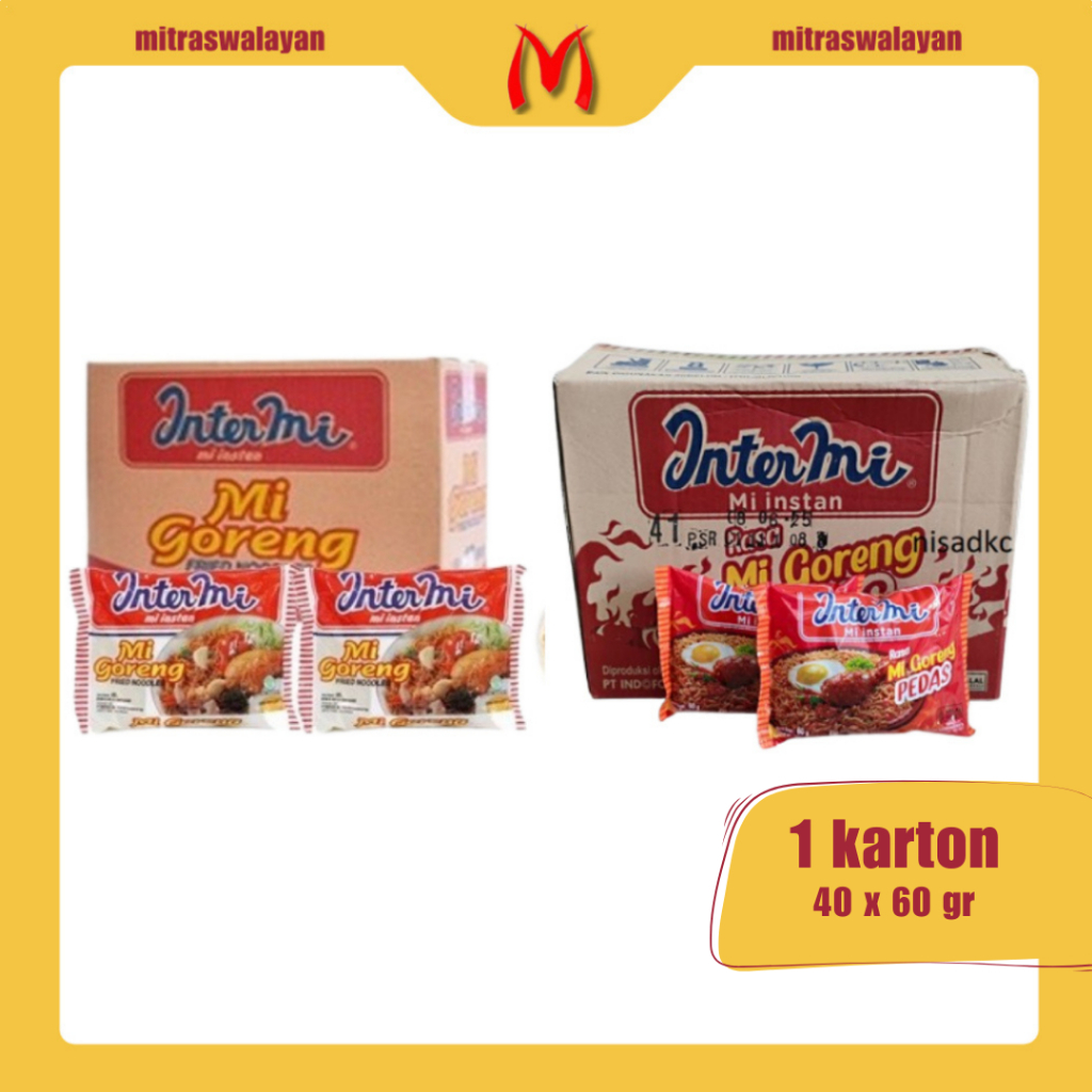

INTERMI Mie Instan Rasa Goreng & Goreng Pedas 1 Karton isi 40 Pcs @60 gr