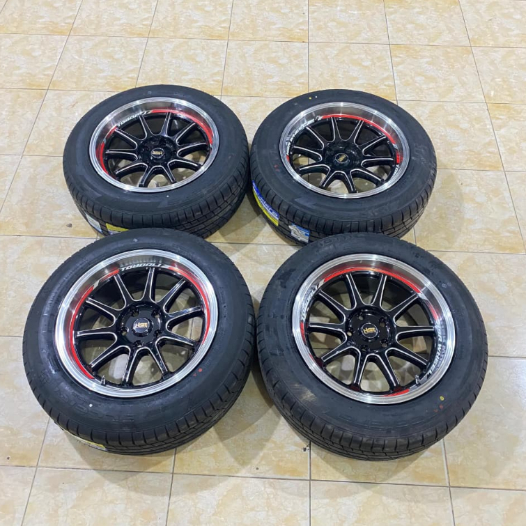 Paketan Velg Mobil Racing Hsr Toboali Ring 18 Di Balut Ban 235 50 R18 Untuk Innova Terios Dan Rush