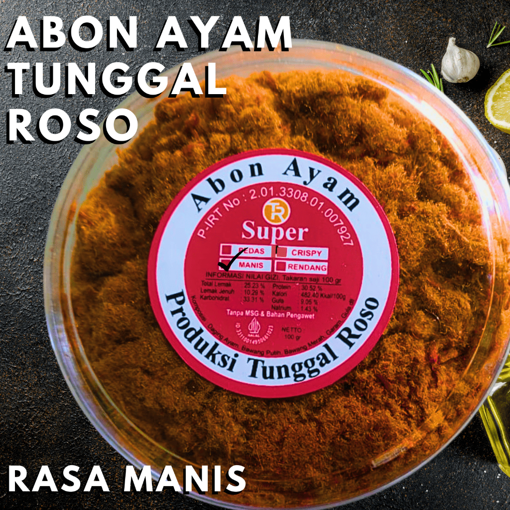 

Abon Ayam Tunggal Roso // Rasa manis // Kemasan Toples 100 gr