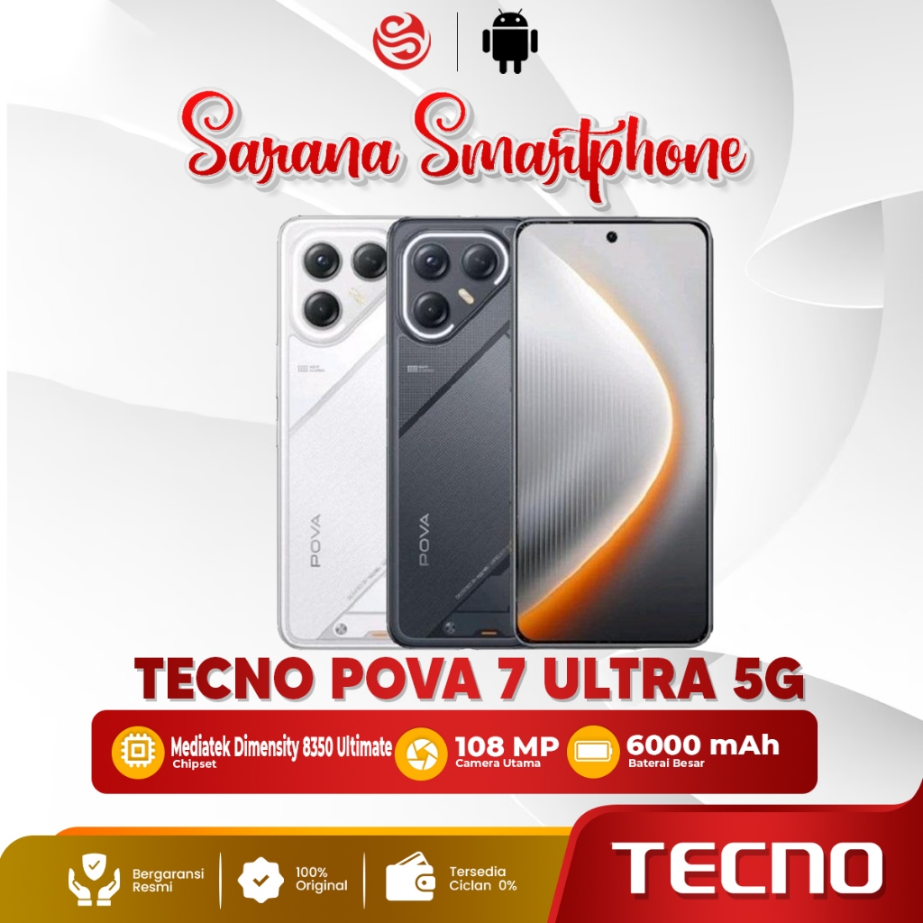 Tecno Pova 7 Ultra 5G Ram 12+12/256GB Hp Gaming Terbaru 2025 Smartphone Android  Garansi Resmi