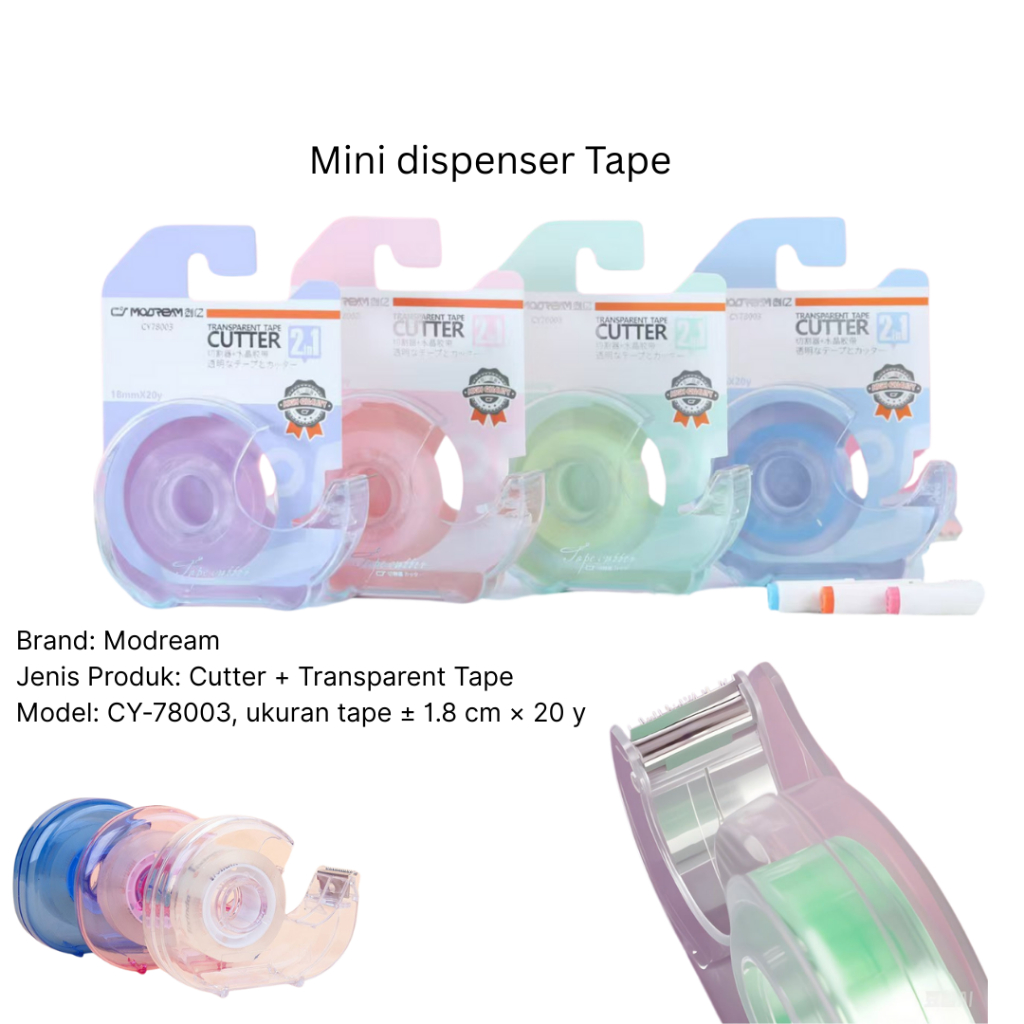 

78003 Mini Dispenser + cutter Washi Tape Isolasi Kecil Warna Pastel Aesthetic Macaroon