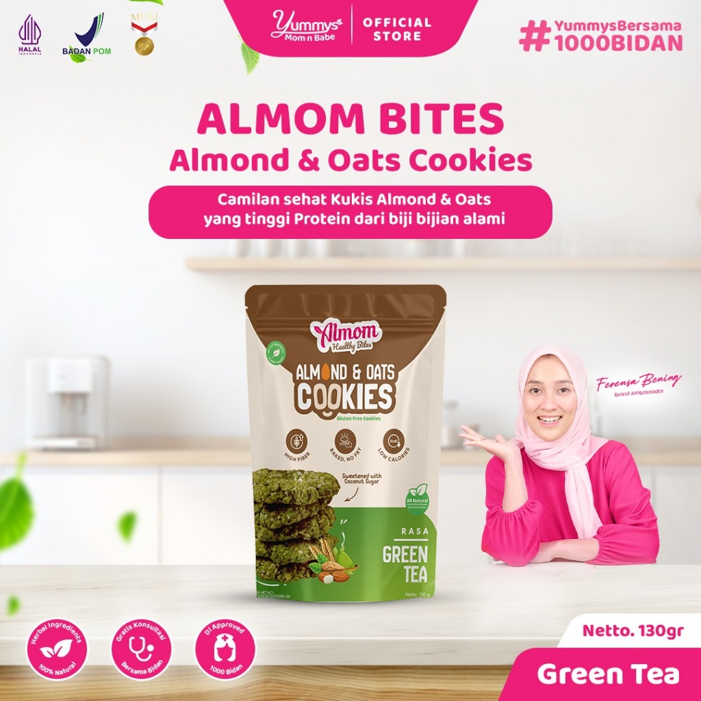 

Almom Cookies Green Tea - Sehatnya Almond dan Oats | Direkomendasikan Untuk bumil busui