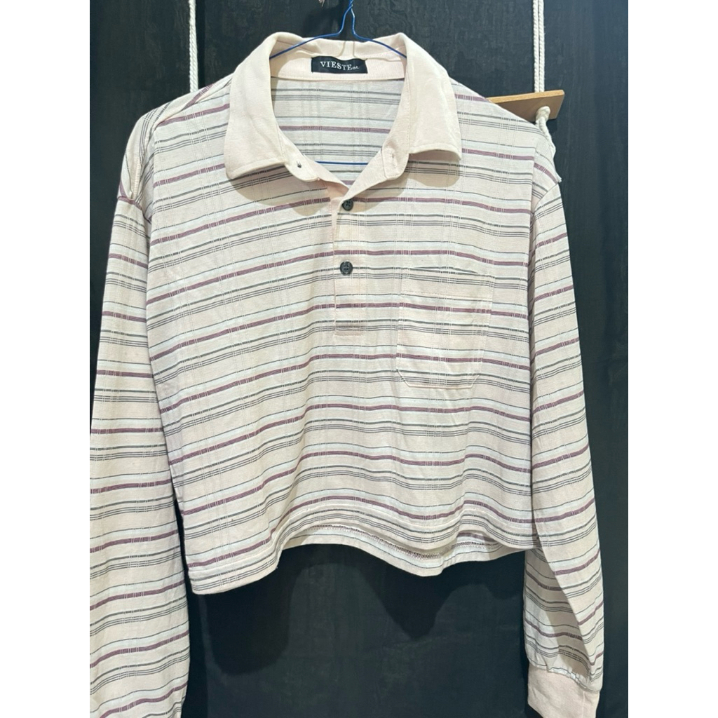 kaos crop top  garis garis wanita