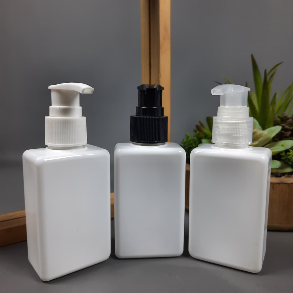 Botol Pump 100 Ml Kotak Putih / Botol Lotion Pump 100 Ml / Botol Sabun 100 Ml