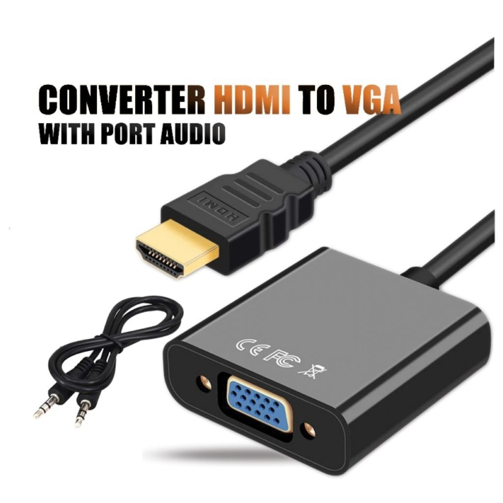 Adapter HDMI ke VGA + Audio - Solusi Monitor No Signal Untuk Laptop Lenovo/Acer/ASUS Lama, Projector