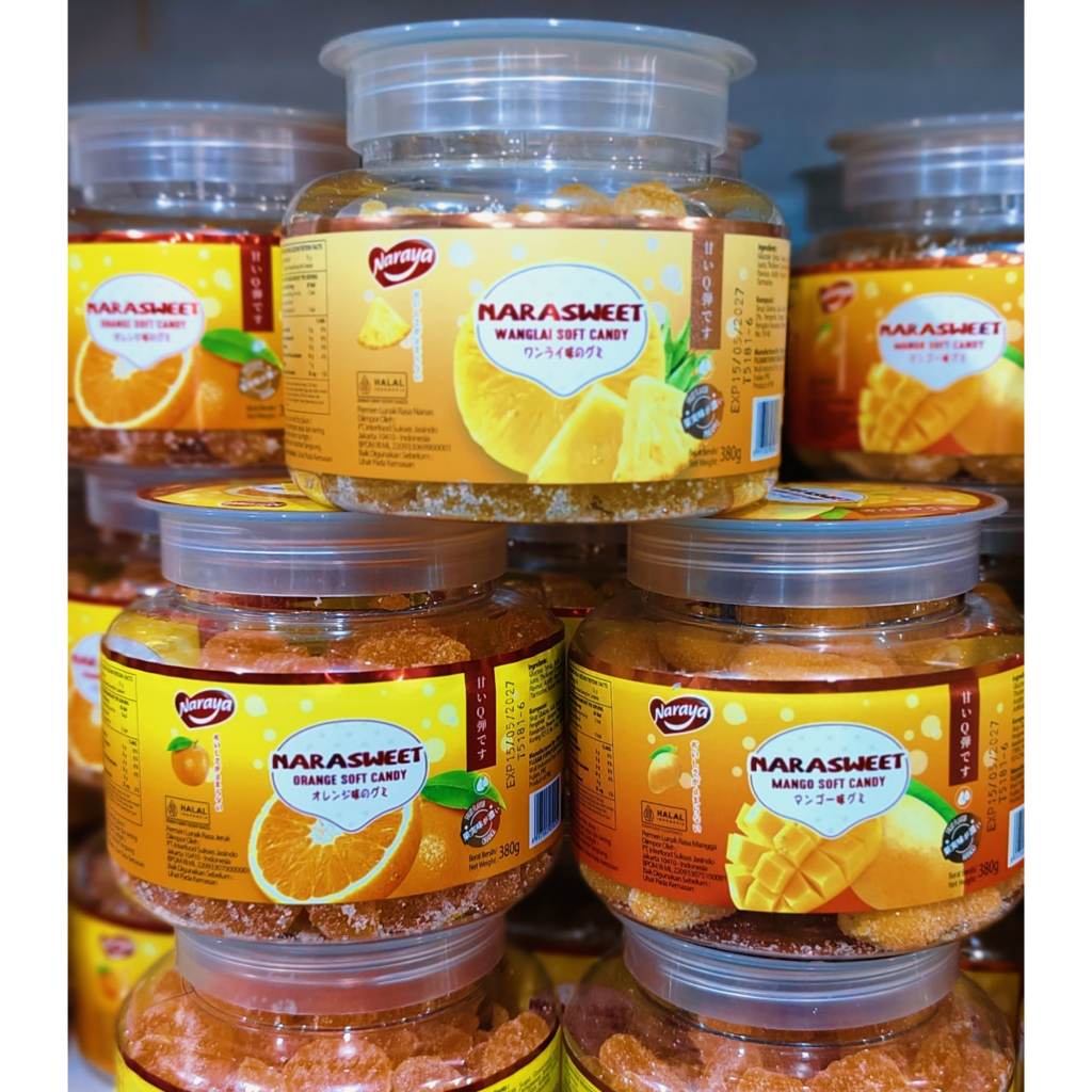 

Permen Manisan Jeli Lunak Gula Aneka Rasa Buah Jeruk Mangga Nenas Naraya Narasweet Orange Mango Pineapple Wanglai Fruit Jelly
