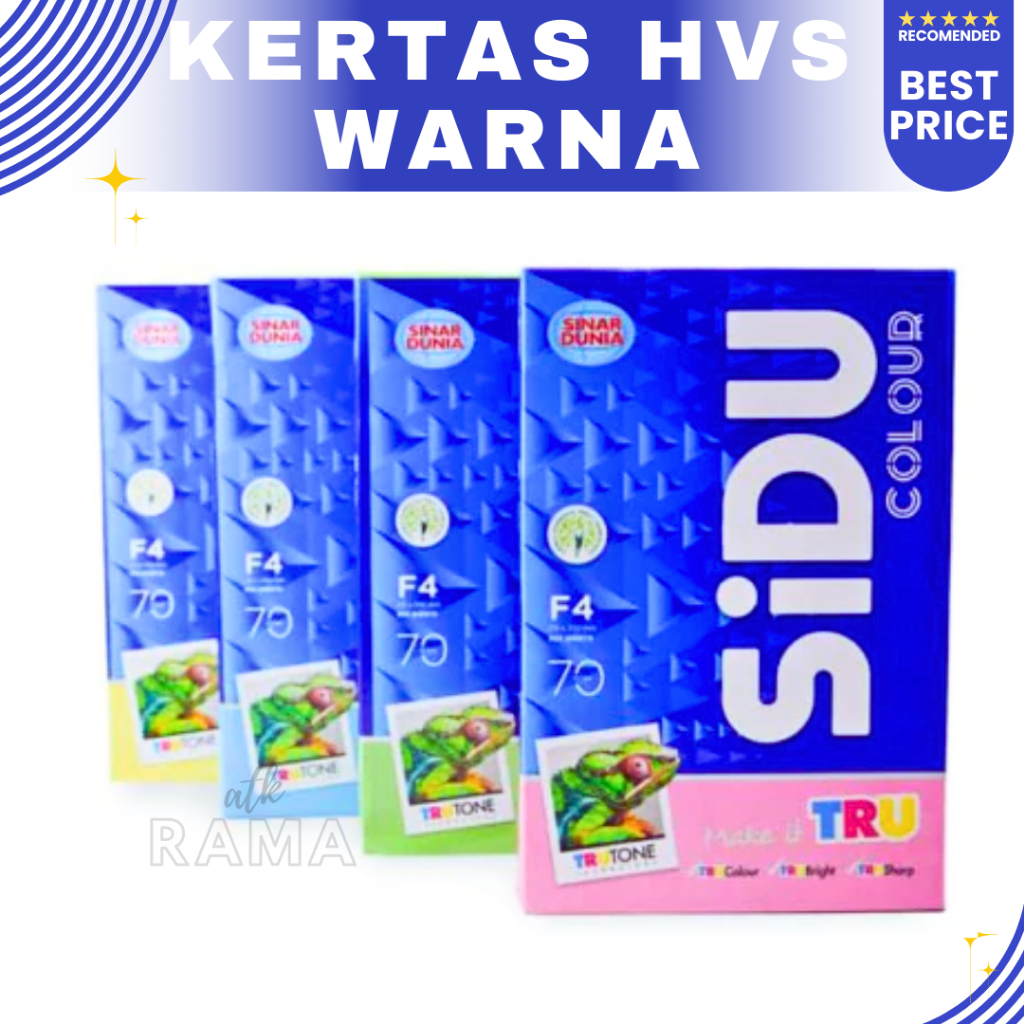 

SIDU Kertas HVS Warna F4 Folio 70gr Copier 1 Rim (500 Lembar) Kertas Hvs Kertas Fotocopy